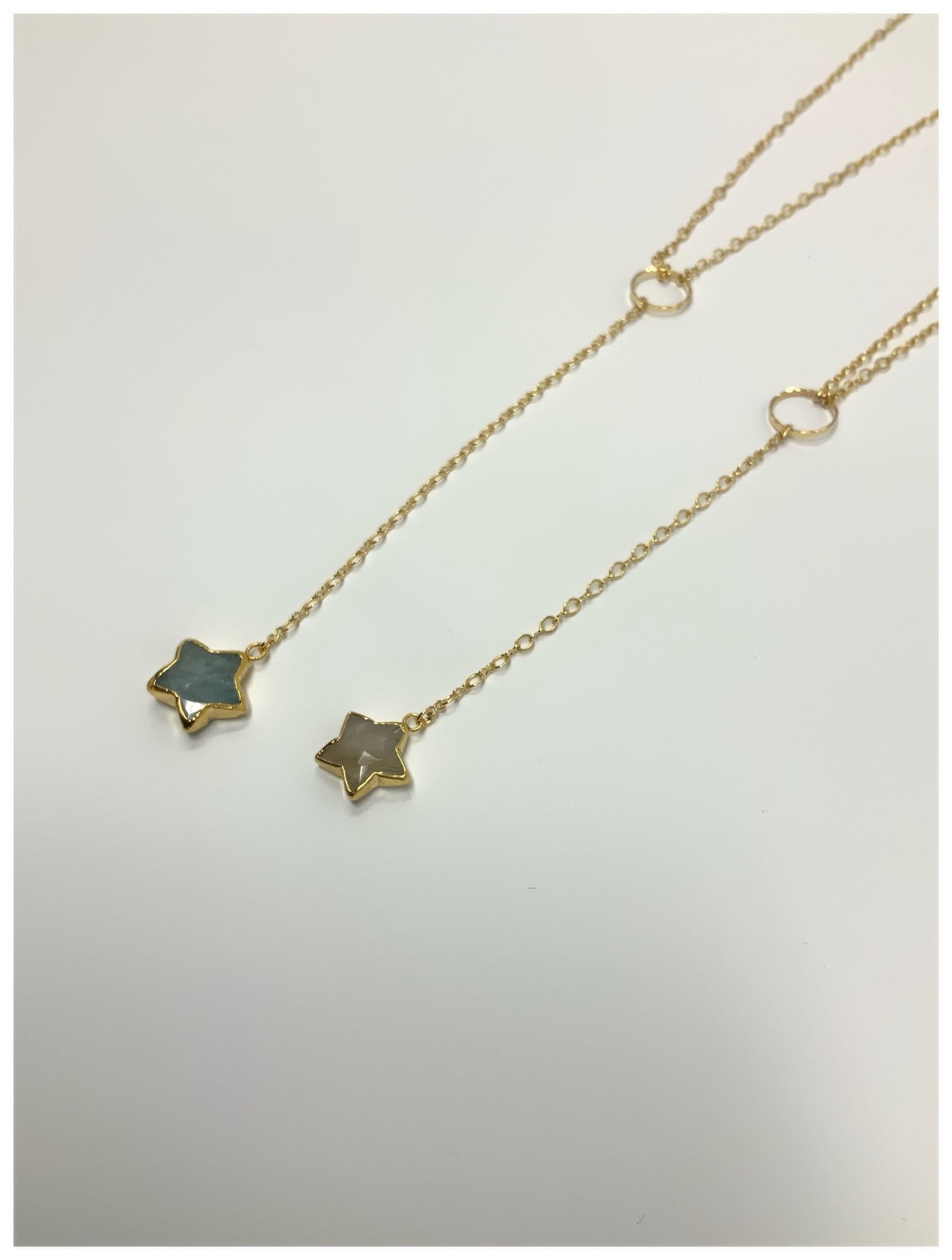 Star necklace, crystal necklace, healing star necklace, lariat necklace, Goldfilled necklace, handmade necklace, circle and star necklace