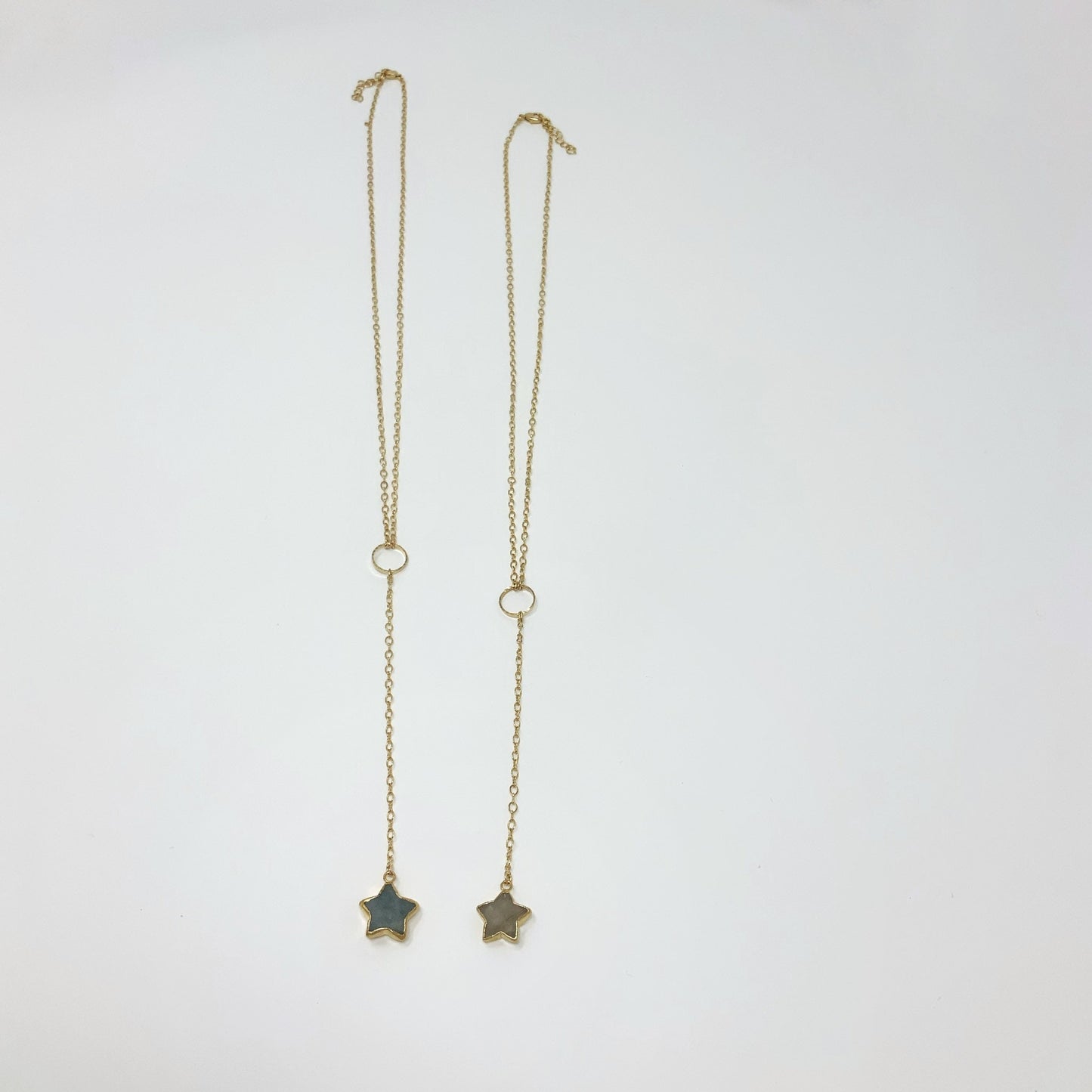 Star necklace, crystal necklace, healing star necklace, lariat necklace, Goldfilled necklace, handmade necklace, circle and star necklace